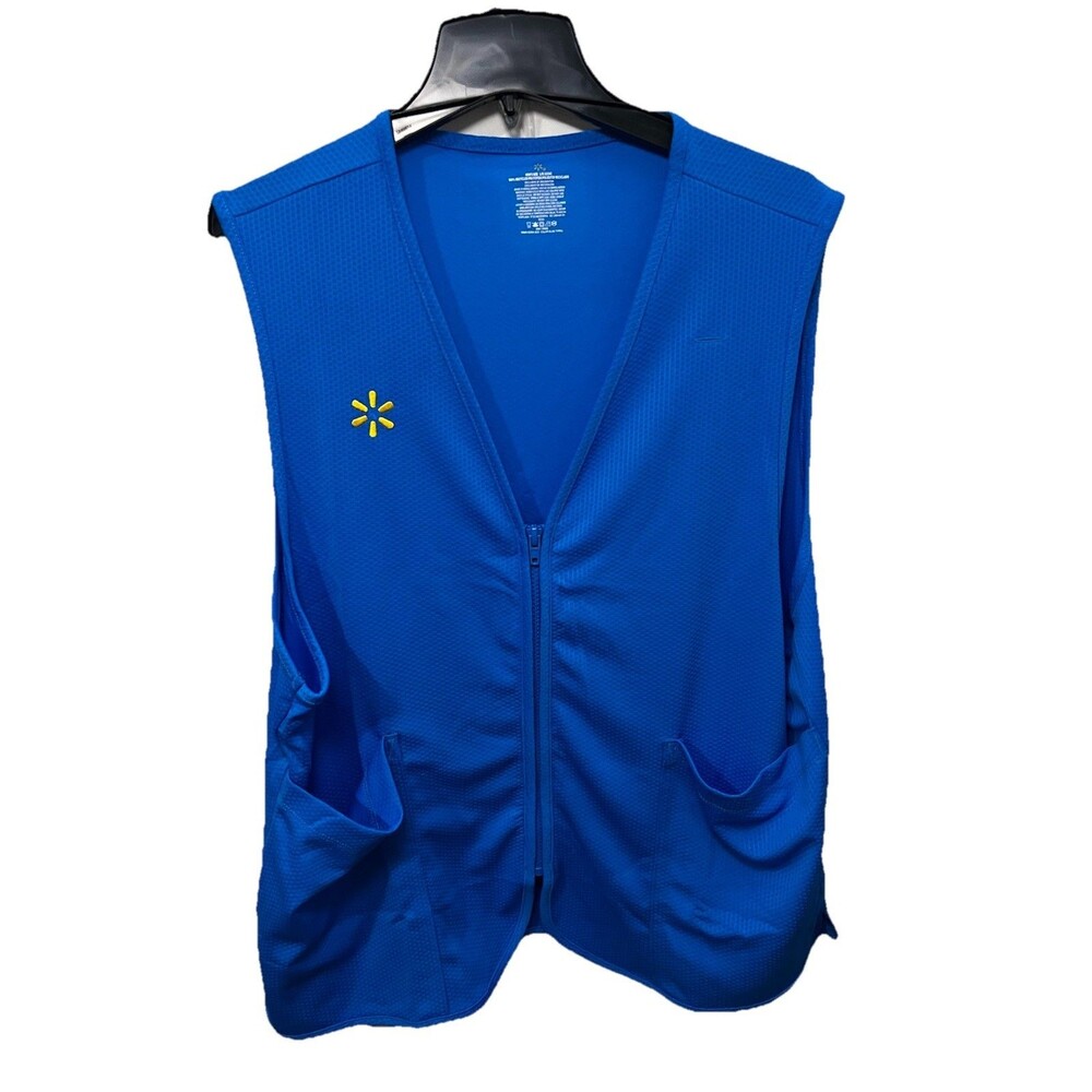 Walmart Employee Vest Men’s Medium 38/40 Blue Zip Up Embroidered Logo Pockets